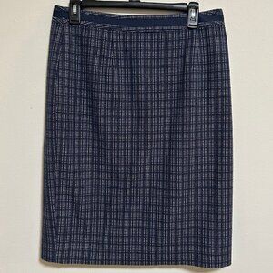 Boden Navy Blue Plaid Pencil Skirt Knee Length
